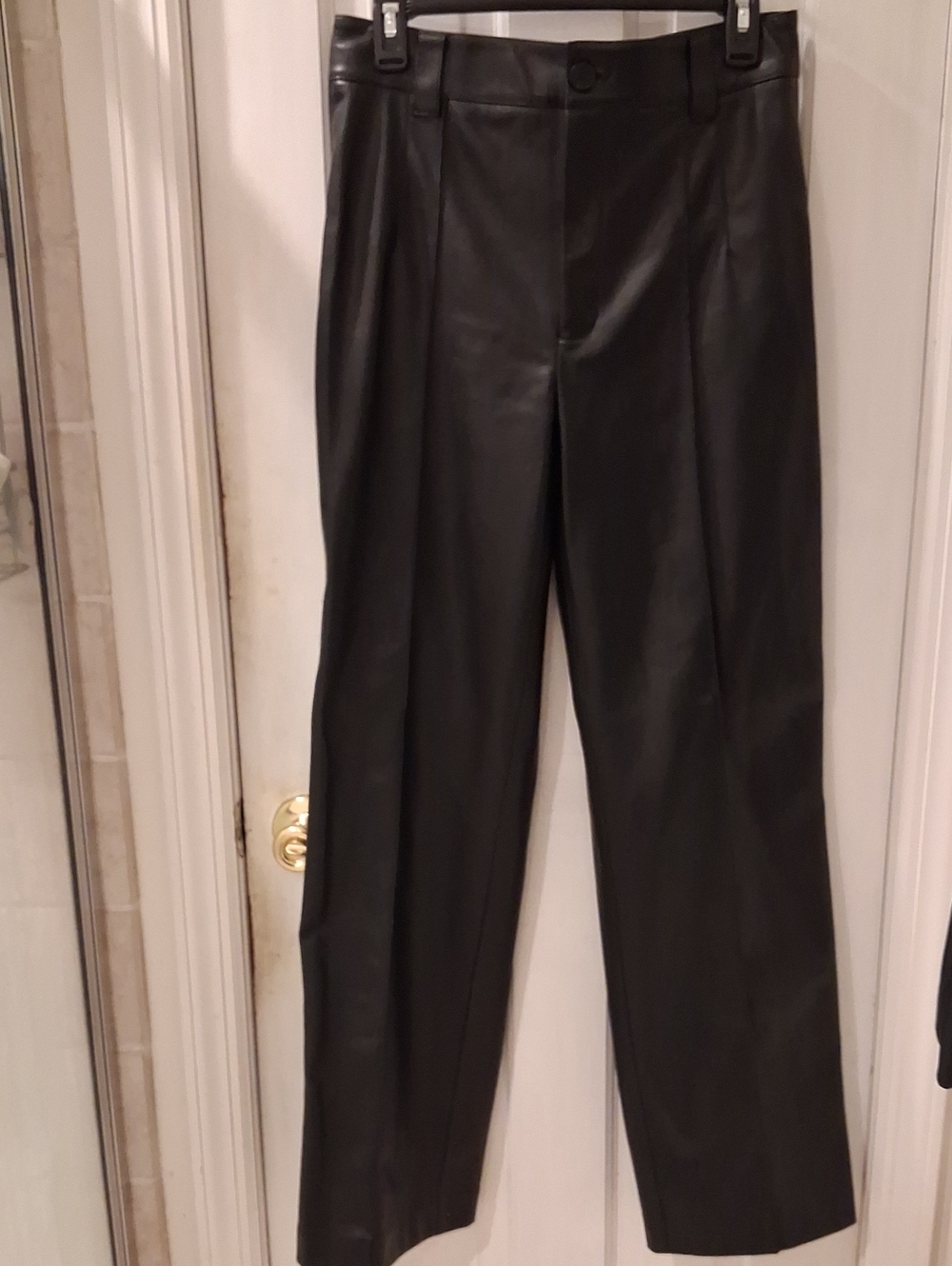 Zara Black Faux Leather Straight-Leg Trousers